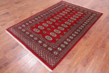 Red Bokhara Handmade Wool Rug - 4' 6" X 6' 10"