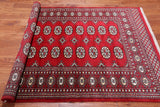Red Bokhara Handmade Wool Rug - 4' 6" X 6' 10"