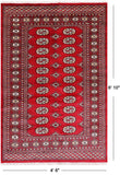 Red Bokhara Handmade Wool Rug - 4' 6" X 6' 10"