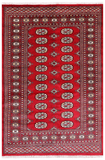 Red Bokhara Handmade Wool Rug - 4' 6" X 6' 10"