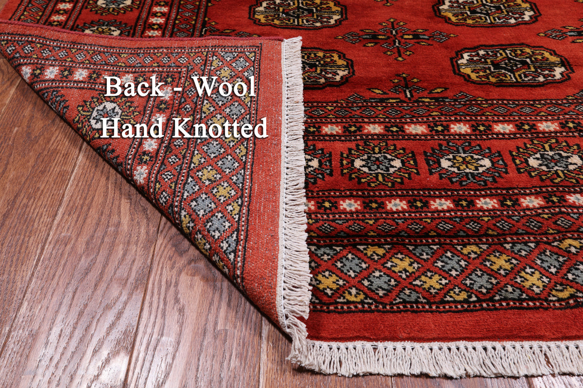 Rust Bokhara Hand Knotted Wool Rug - 5' 6" X 7' 10"