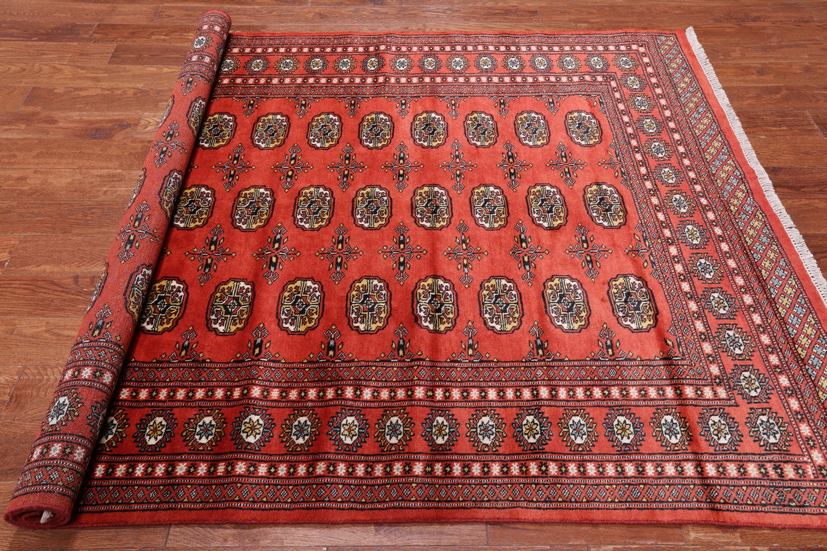 Rust Bokhara Hand Knotted Wool Rug - 5' 6" X 7' 10"