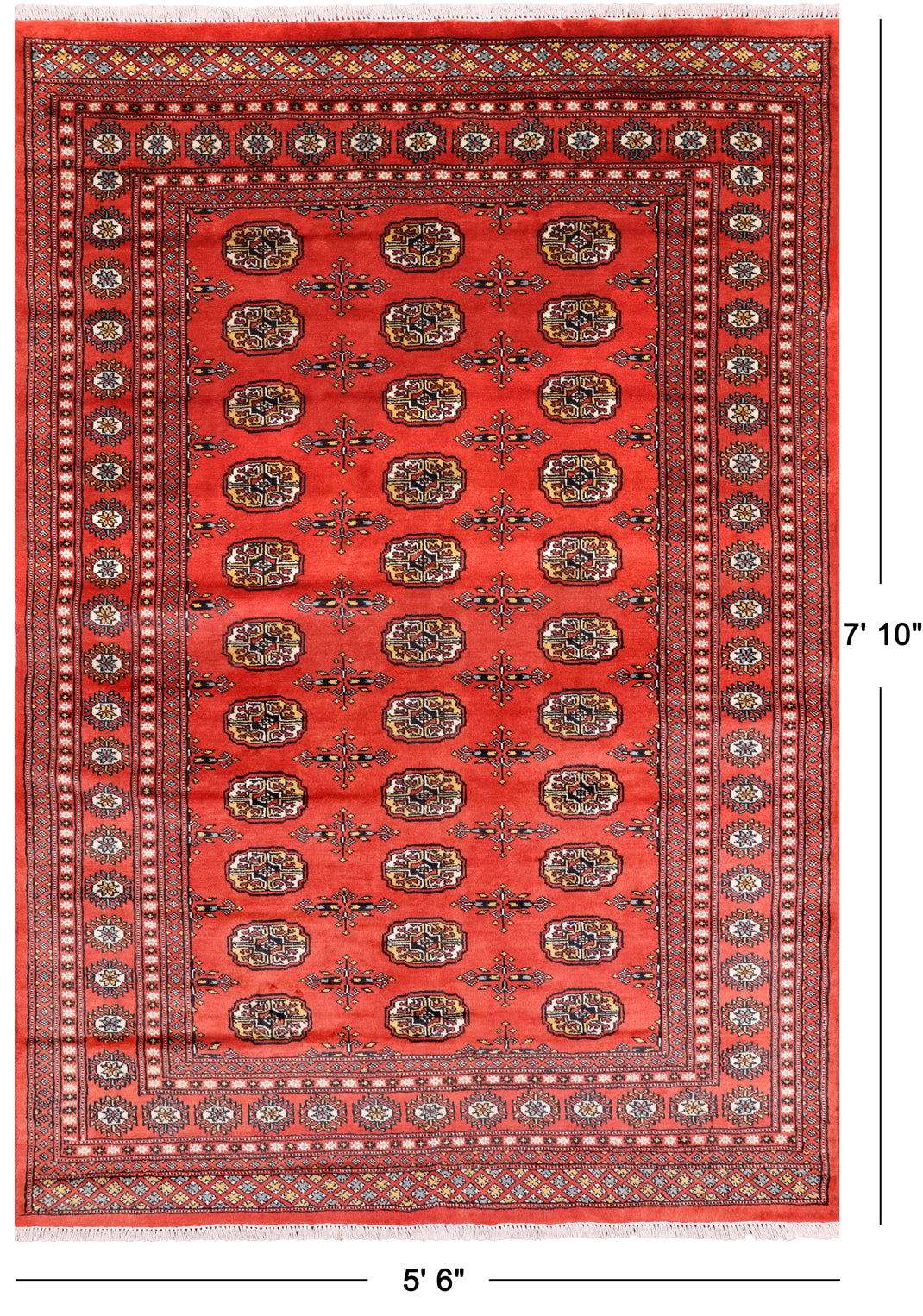 Rust Bokhara Hand Knotted Wool Rug - 5' 6" X 7' 10"
