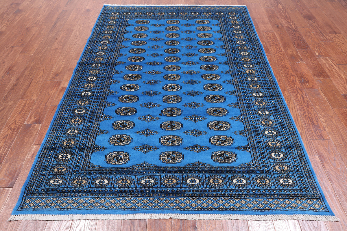Blue Bokhara Handmade Wool Rug - 5' 5" X 7' 10"