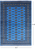 Blue Bokhara Handmade Wool Rug - 5' 5" X 7' 10"