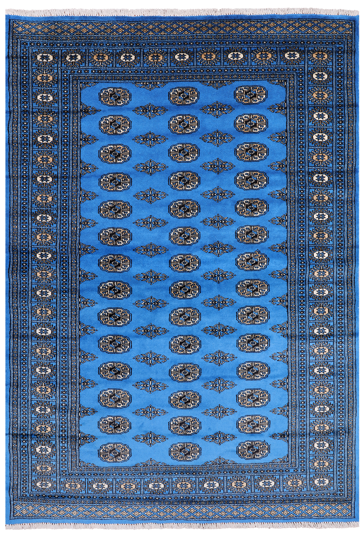 Blue Bokhara Handmade Wool Rug - 5' 5" X 7' 10"