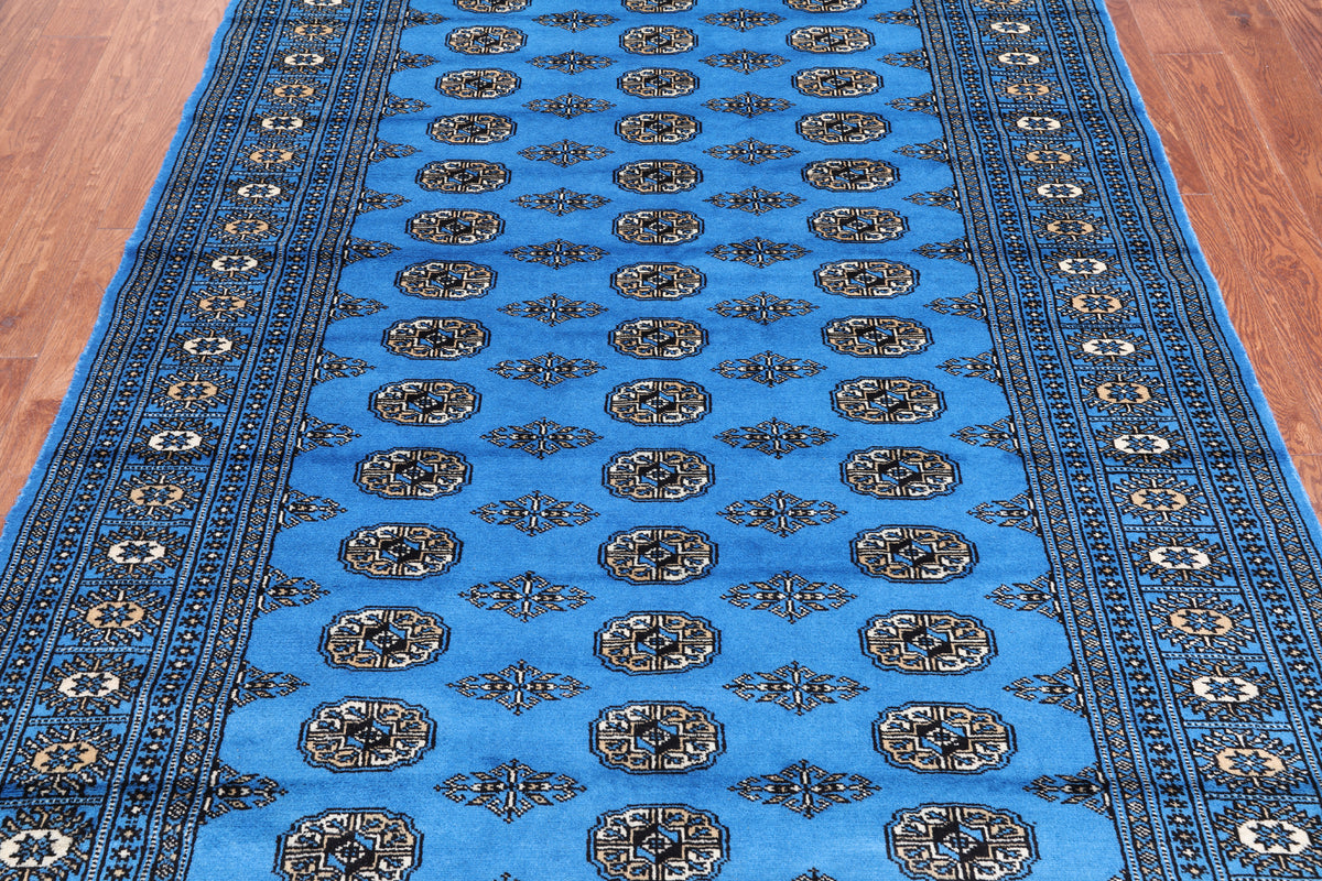 Blue Bokhara Handmade Wool Rug - 5' 5" X 7' 10"