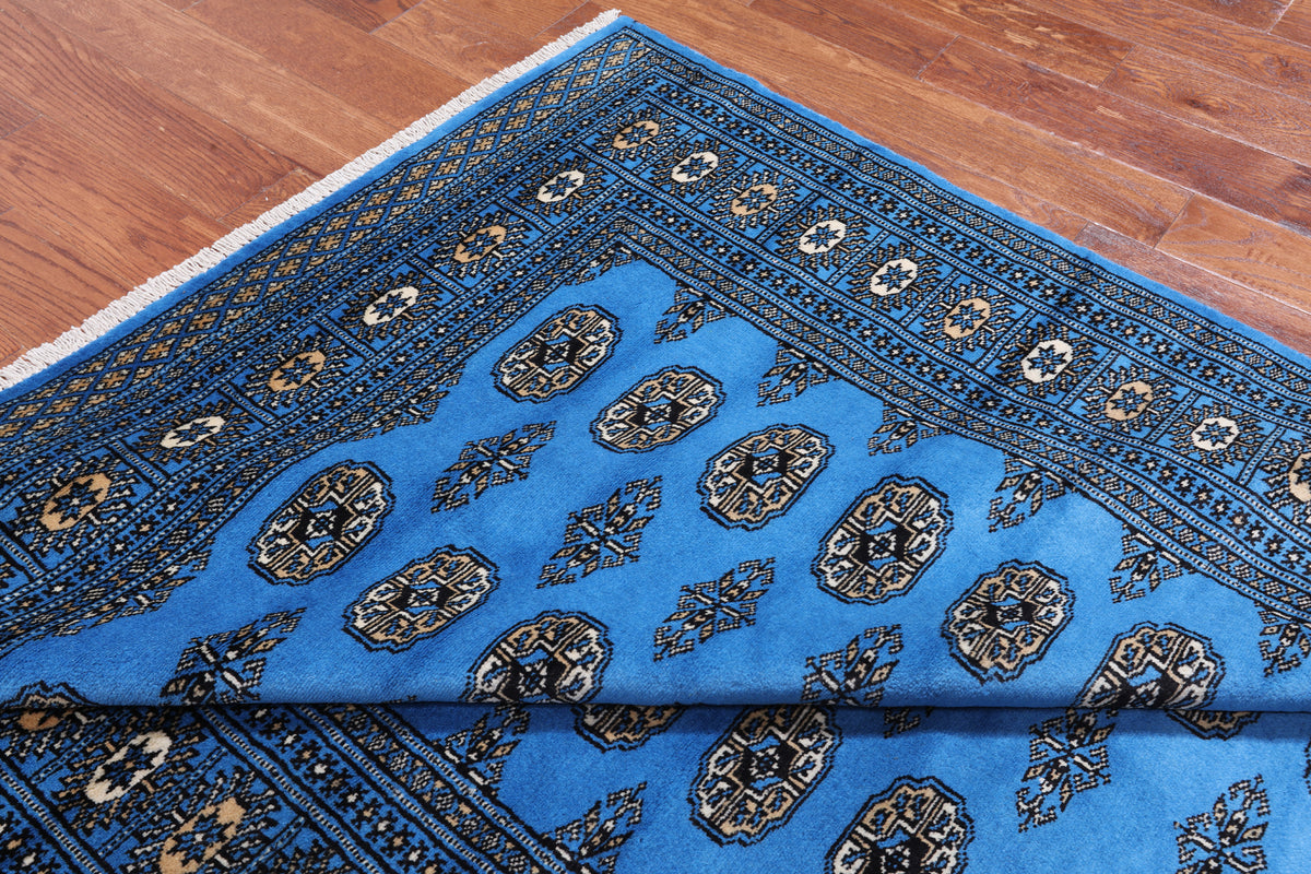 Blue Bokhara Handmade Wool Rug - 5' 5" X 7' 10"