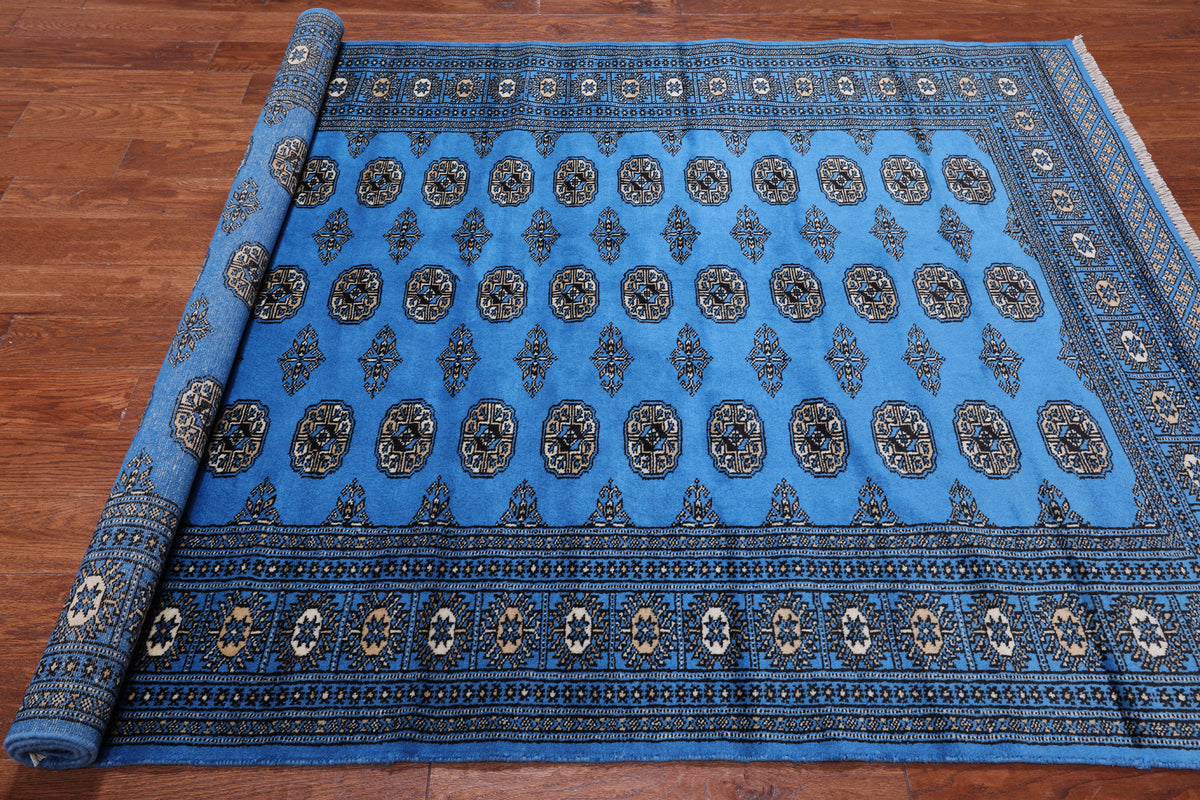 Blue Bokhara Handmade Wool Rug - 5' 5" X 7' 10"
