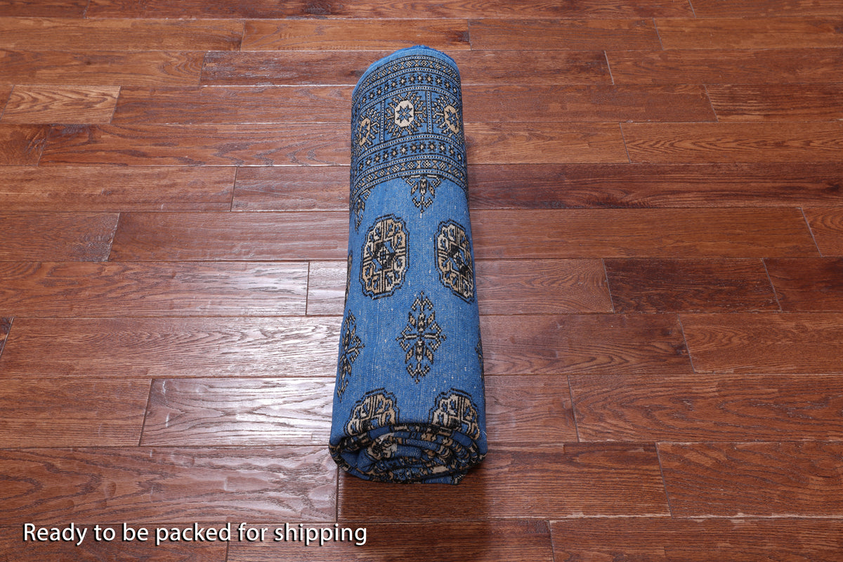 Blue Bokhara Handmade Wool Rug - 5' 5" X 7' 10"