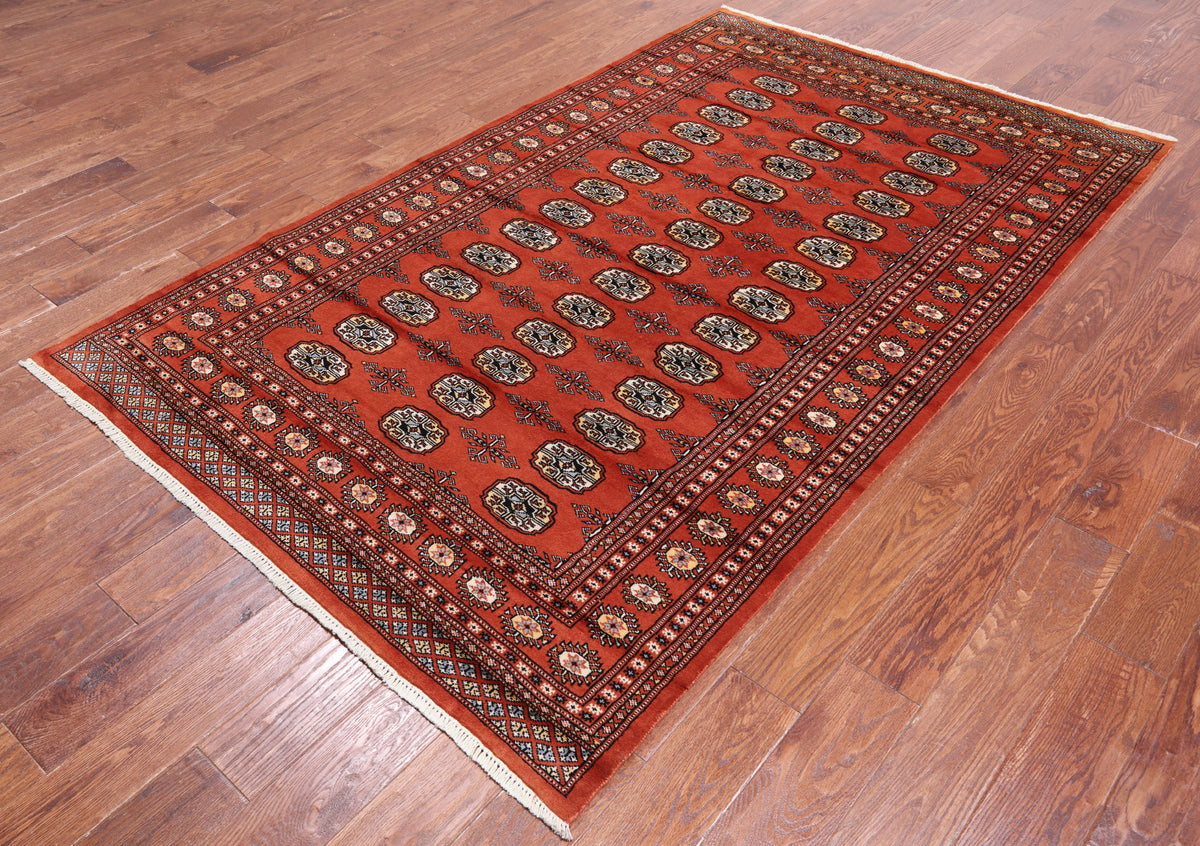 Rust Bokhara Hand-Knotted Wool Rug - 4' 11" X 7' 10"