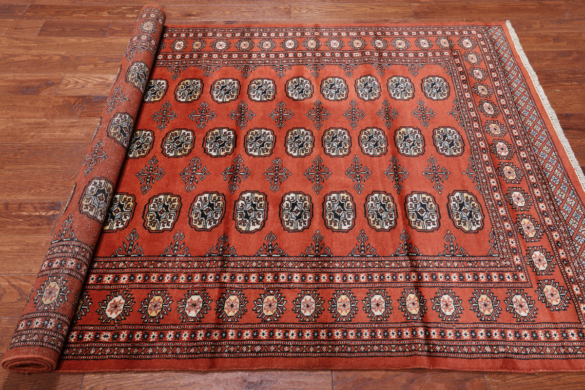 Rust Bokhara Hand-Knotted Wool Rug - 4' 11" X 7' 10"