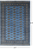 Blue Bokhara Hand Knotted Wool Rug - 5' 7" X 8' 0"