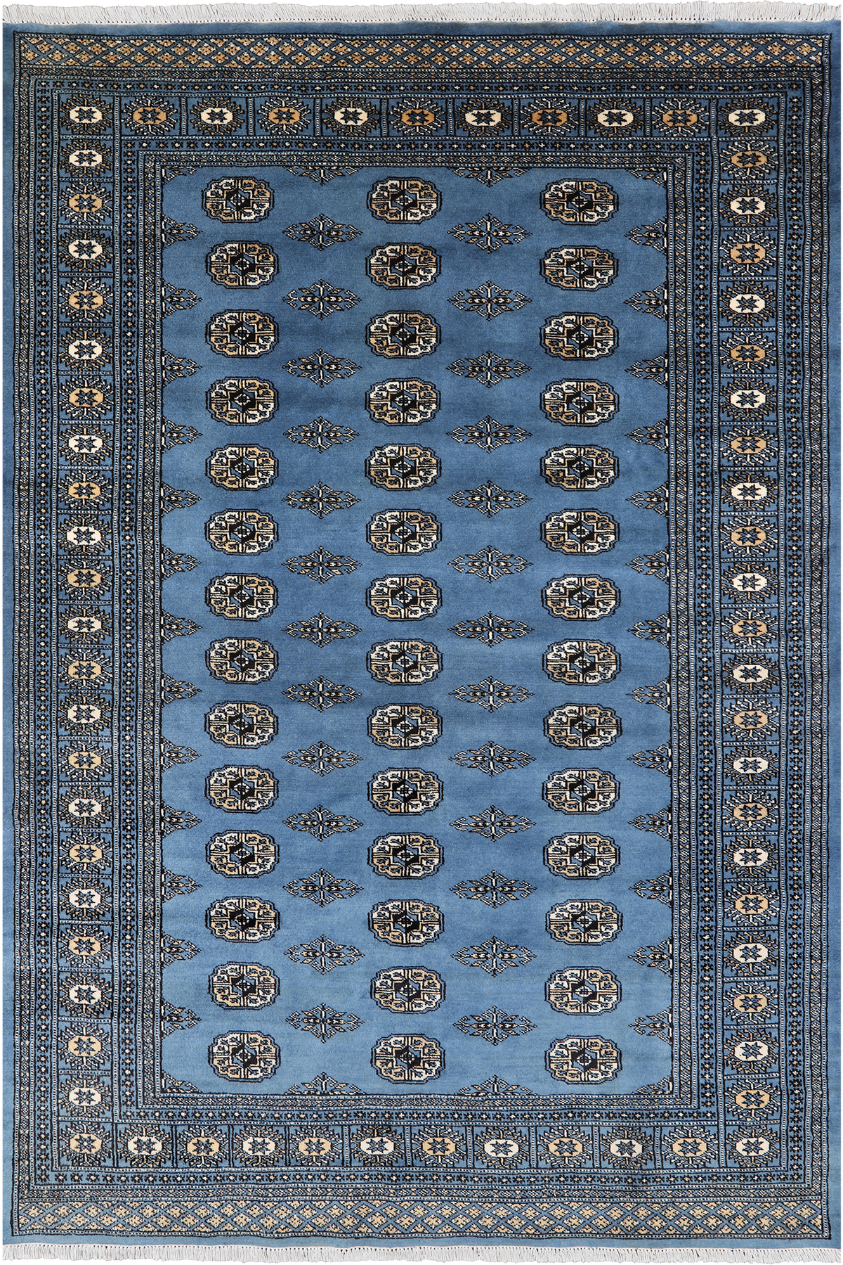 Blue Bokhara Hand Knotted Wool Rug - 5' 7" X 8' 0"