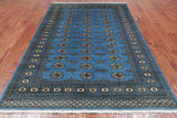 Blue Bokhara Hand Knotted Wool Rug - 5' 7" X 8' 0"