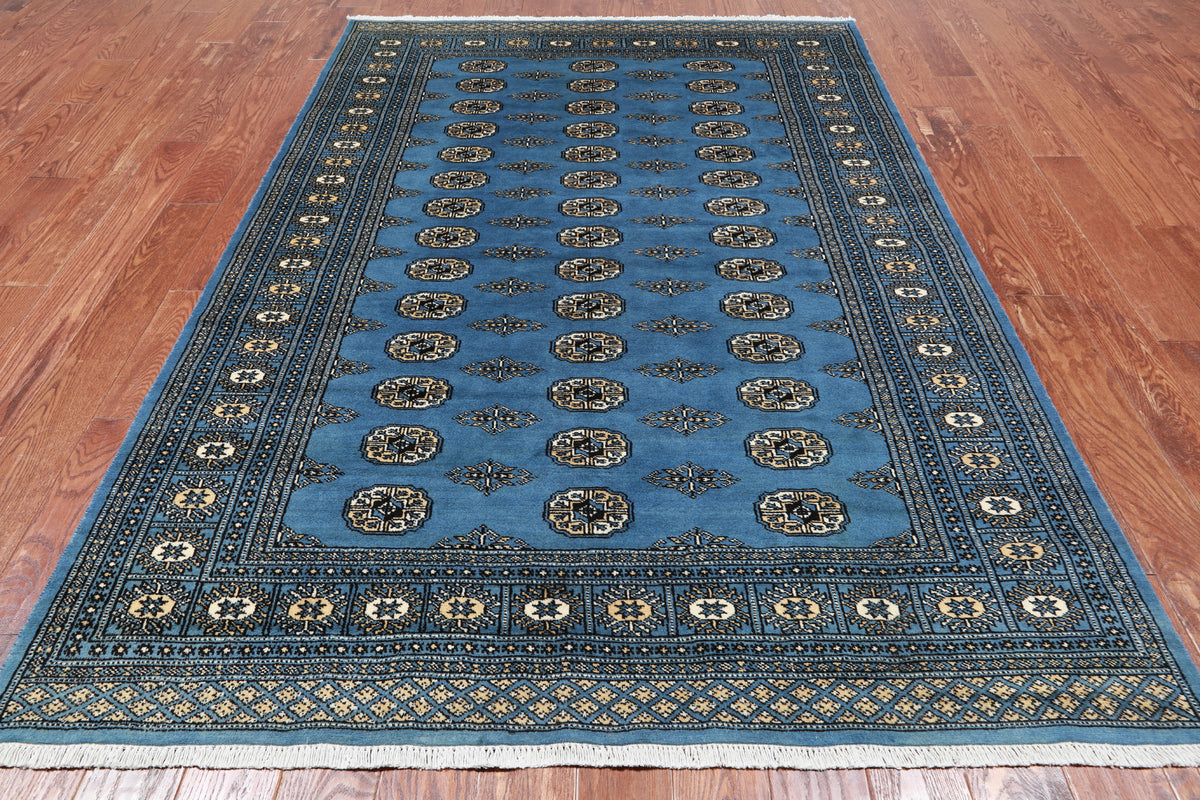 Blue Bokhara Hand Knotted Wool Rug - 5' 7" X 8' 0"