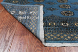 Blue Bokhara Hand Knotted Wool Rug - 5' 7" X 8' 0"