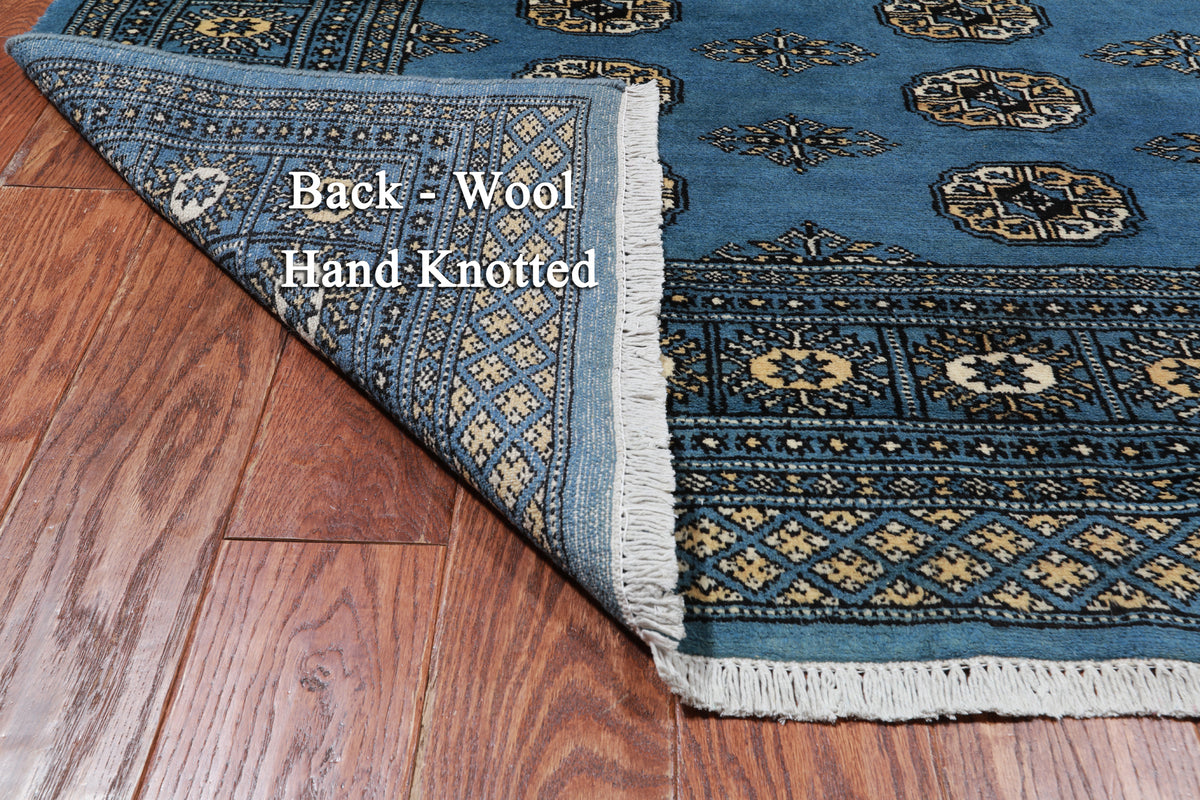 Blue Bokhara Hand Knotted Wool Rug - 5' 7" X 8' 0"