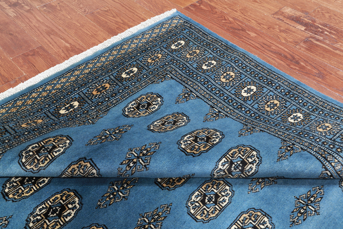 Blue Bokhara Hand Knotted Wool Rug - 5' 7" X 8' 0"