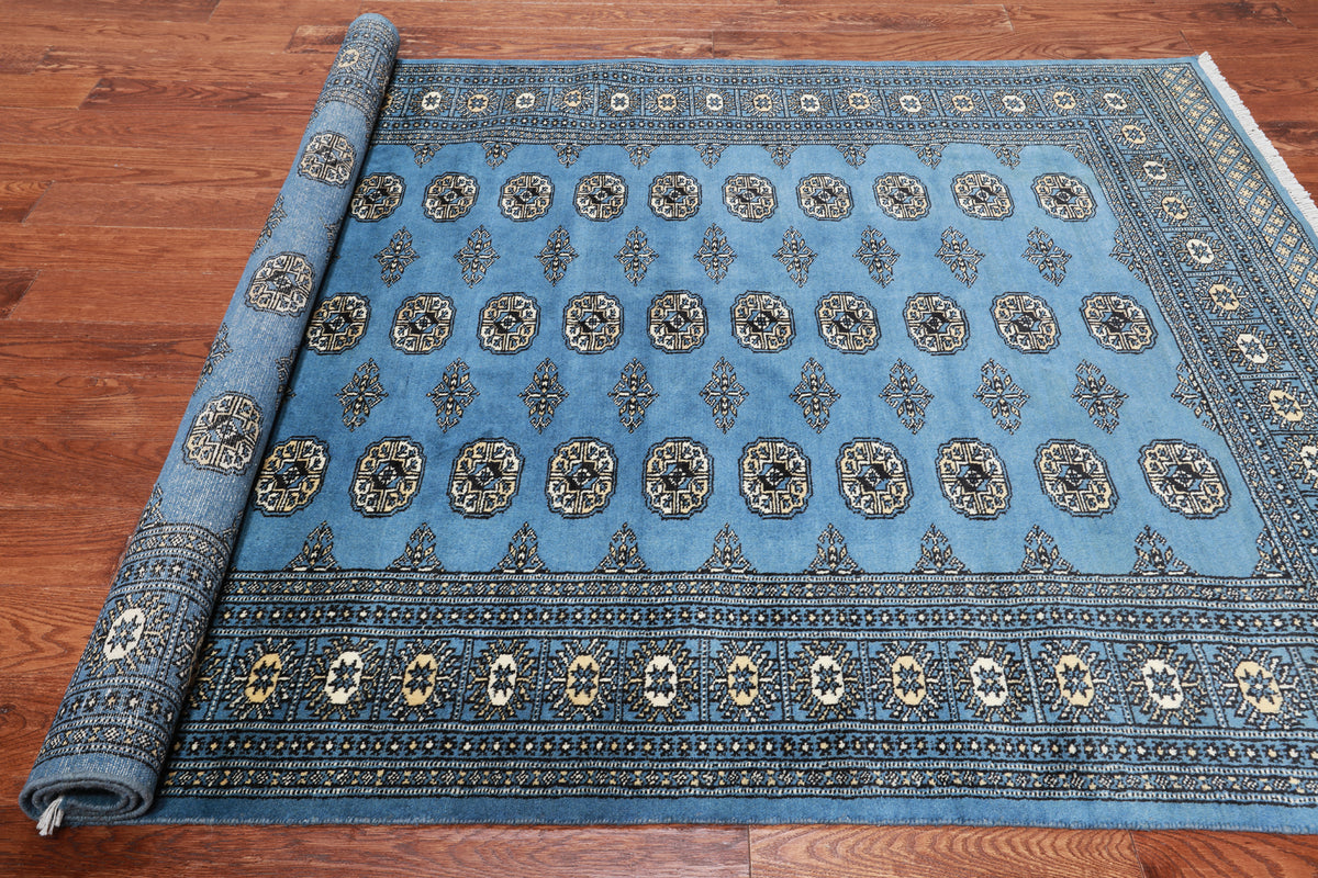 Blue Bokhara Hand Knotted Wool Rug - 5' 7" X 8' 0"