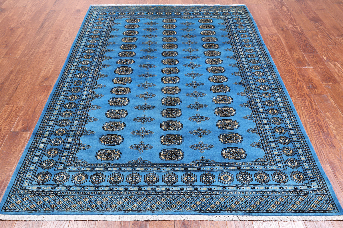 Blue Bokhara Handmade Wool Rug - 5' 7" X 7' 9"