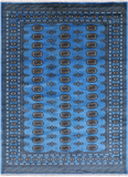 Blue Bokhara Handmade Wool Rug - 5' 7" X 7' 9"