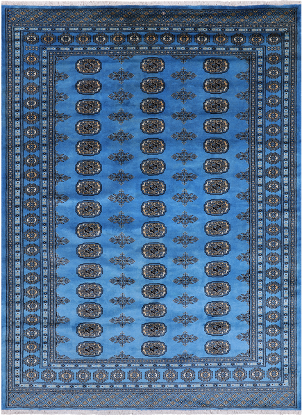 Blue Bokhara Handmade Wool Rug - 5' 7" X 7' 9"