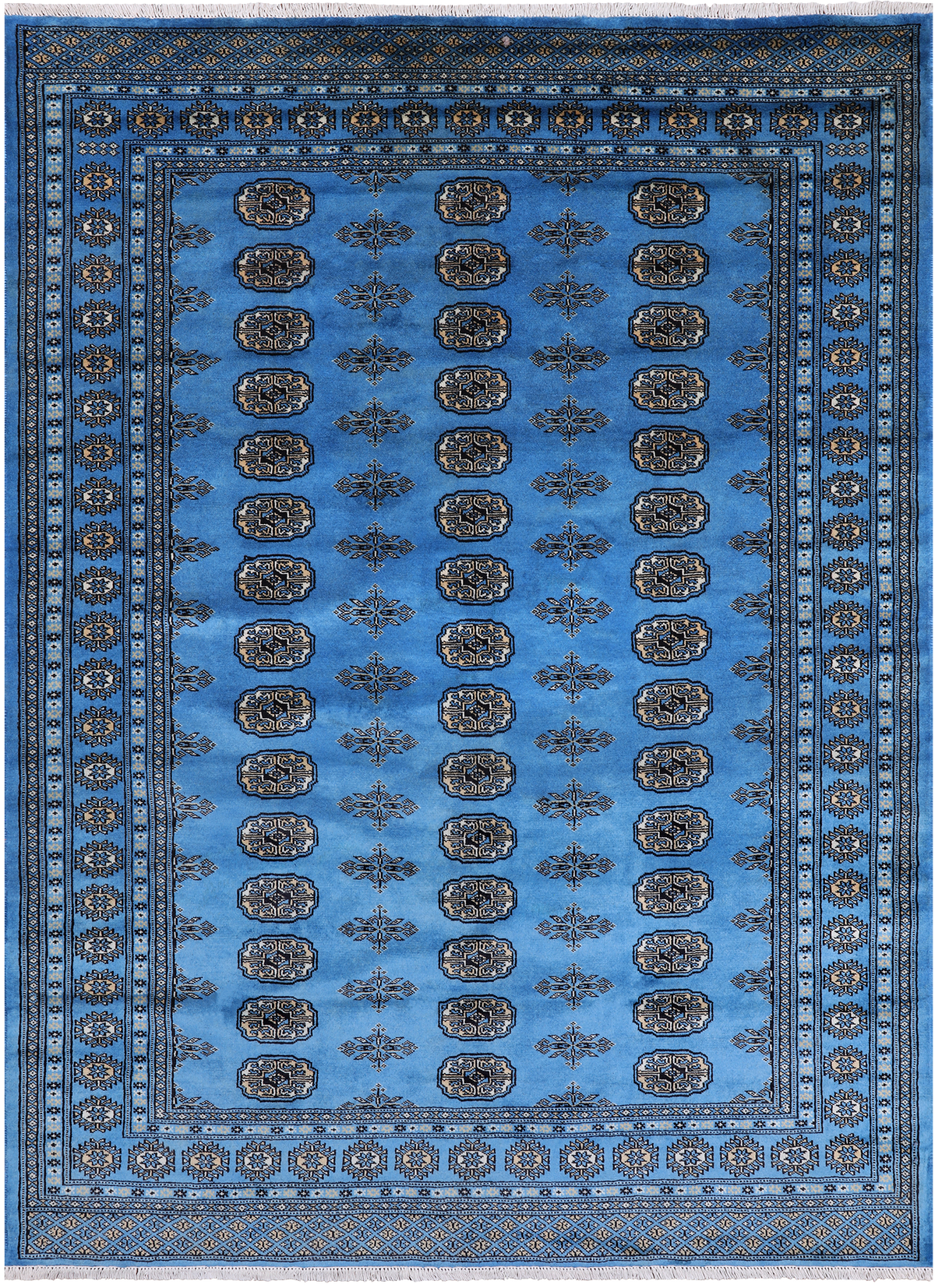 Blue Bokhara Handmade Wool Rug - 5' 7" X 7' 9"