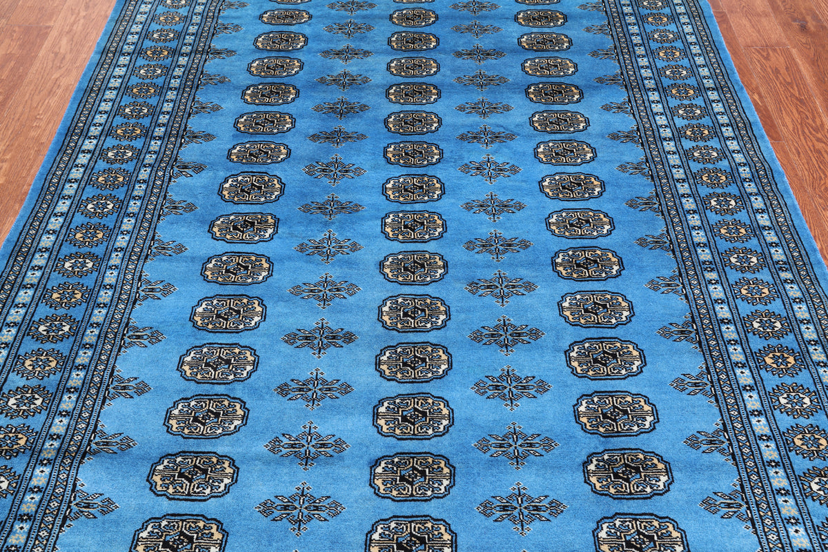 Blue Bokhara Handmade Wool Rug - 5' 7" X 7' 9"