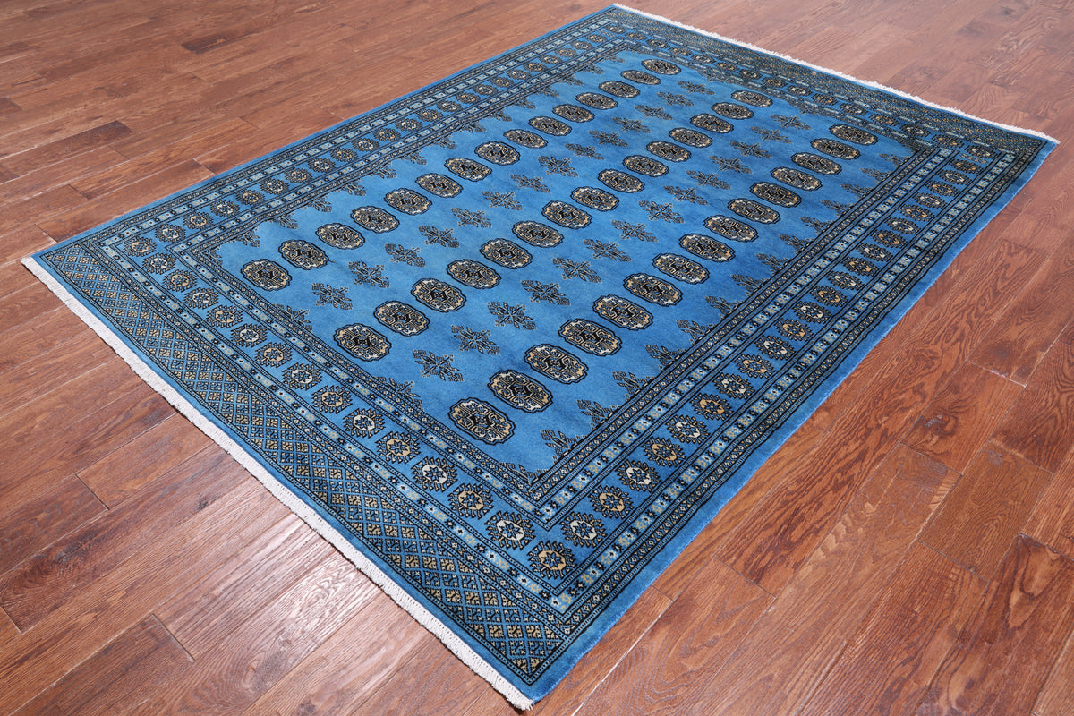 Blue Bokhara Handmade Wool Rug - 5' 7" X 7' 9"