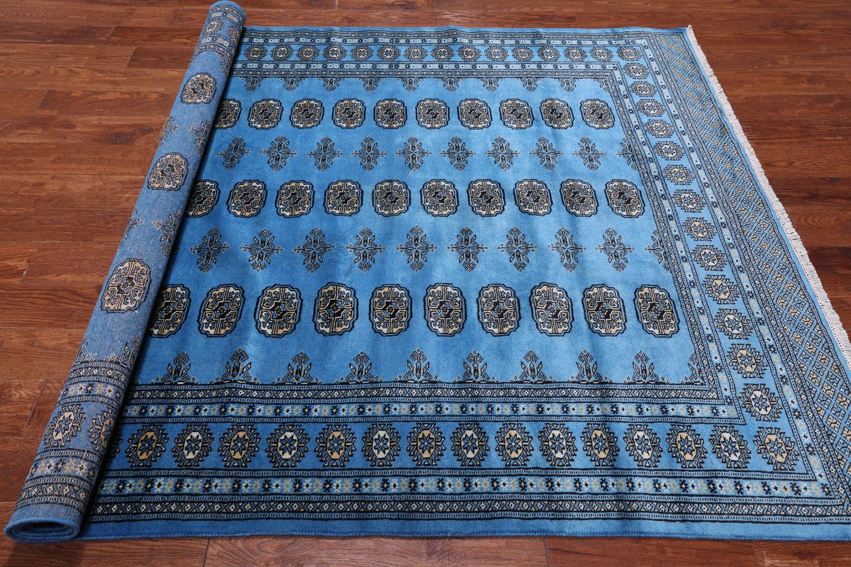 Blue Bokhara Handmade Wool Rug - 5' 7" X 7' 9"