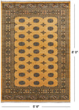 Gold Bokhara Hand Knotted Wool Rug - 5' 8" X 8' 0"