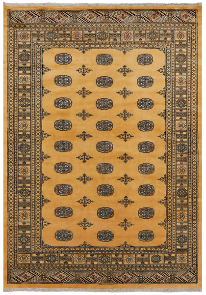 Gold Bokhara Hand Knotted Wool Rug - 5' 8" X 8' 0"
