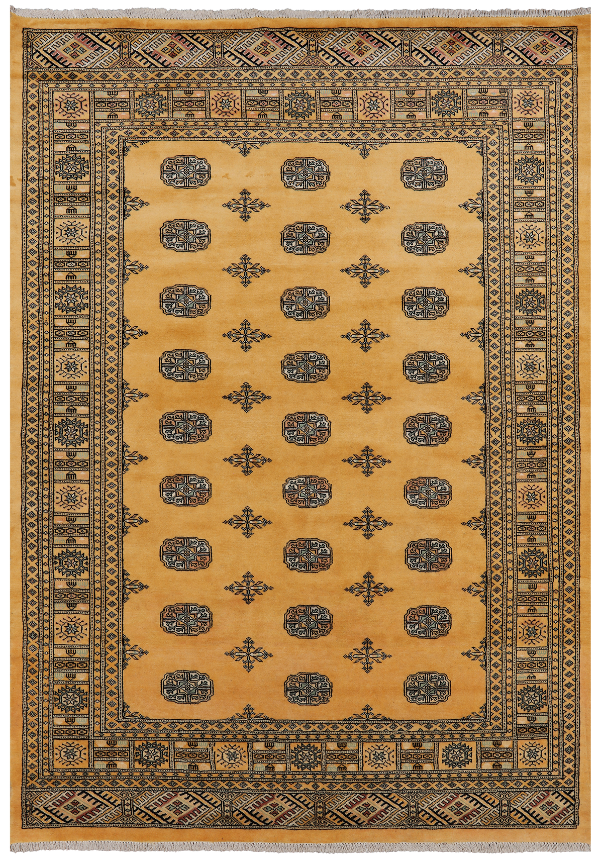 Gold Bokhara Hand Knotted Wool Rug - 5' 8" X 8' 0"
