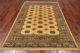 Gold Bokhara Hand Knotted Wool Rug - 5' 8" X 8' 0"