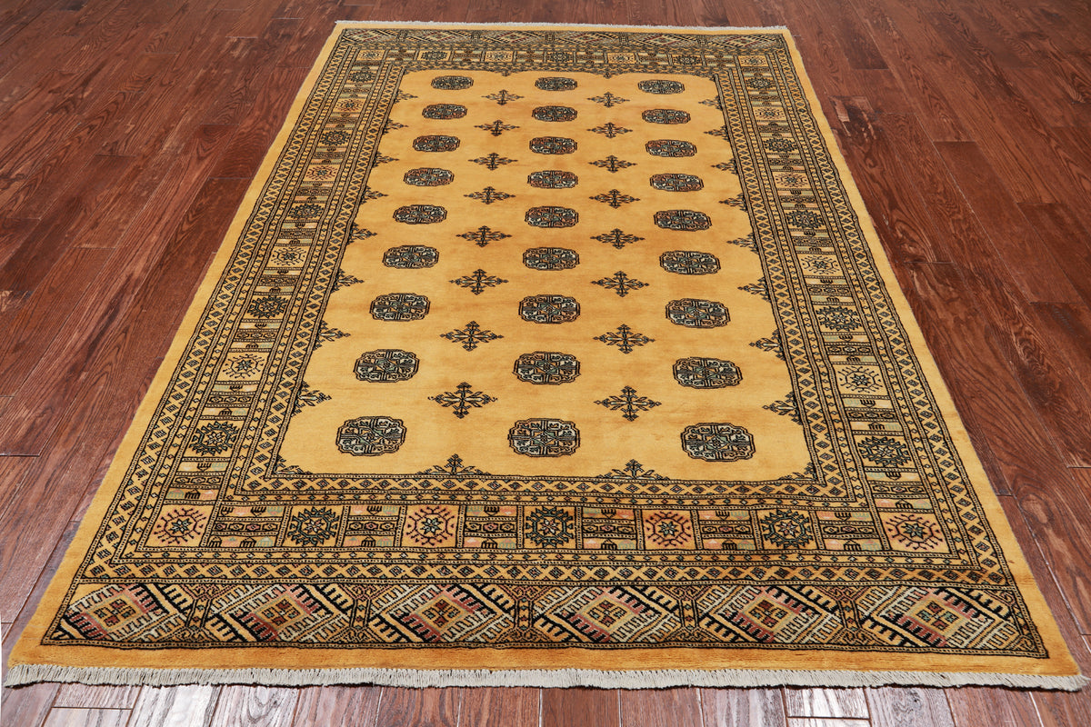 Gold Bokhara Hand Knotted Wool Rug - 5' 8" X 8' 0"