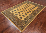 Gold Bokhara Hand Knotted Wool Rug - 5' 8" X 8' 0"