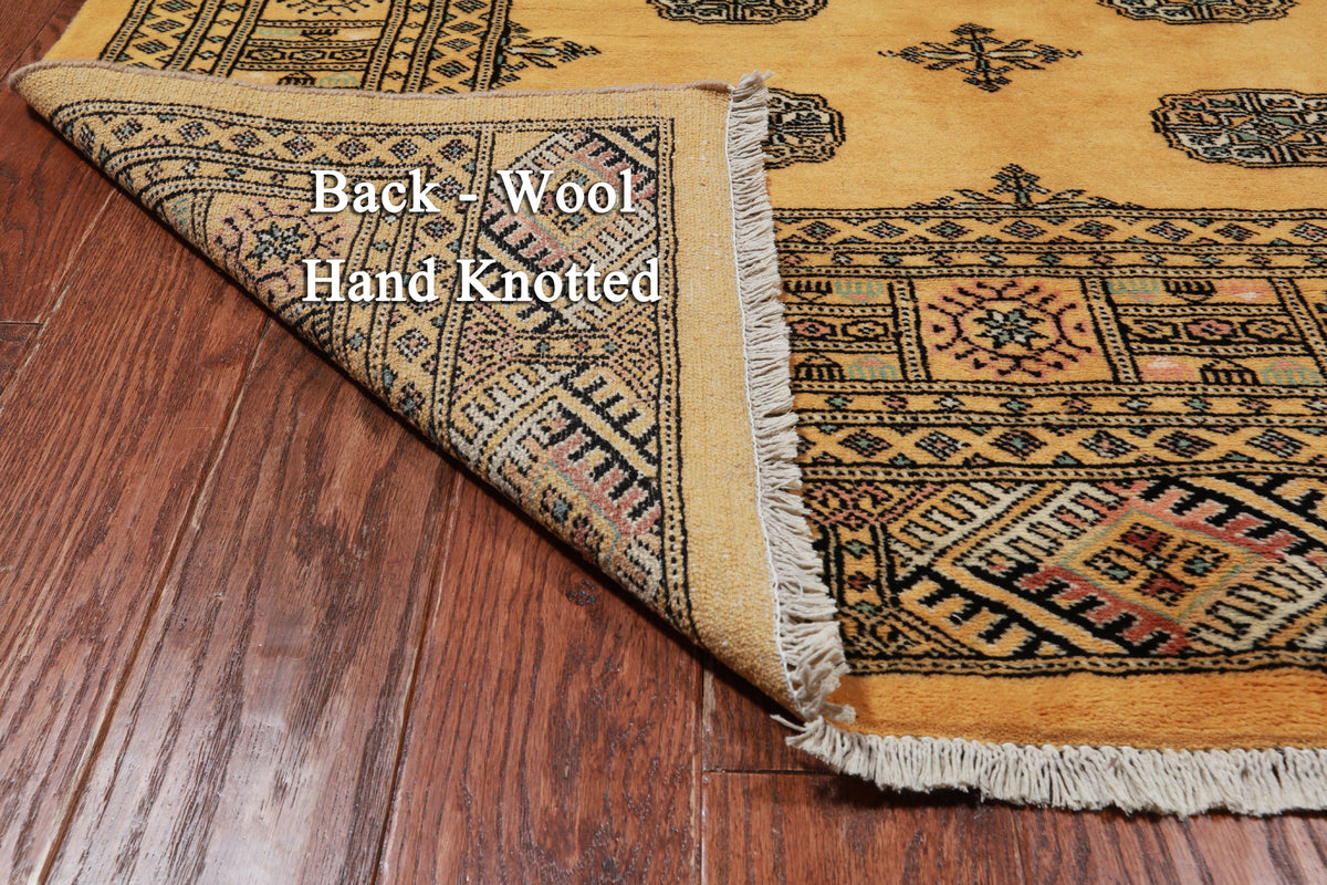 Gold Bokhara Hand Knotted Wool Rug - 5' 8" X 8' 0"