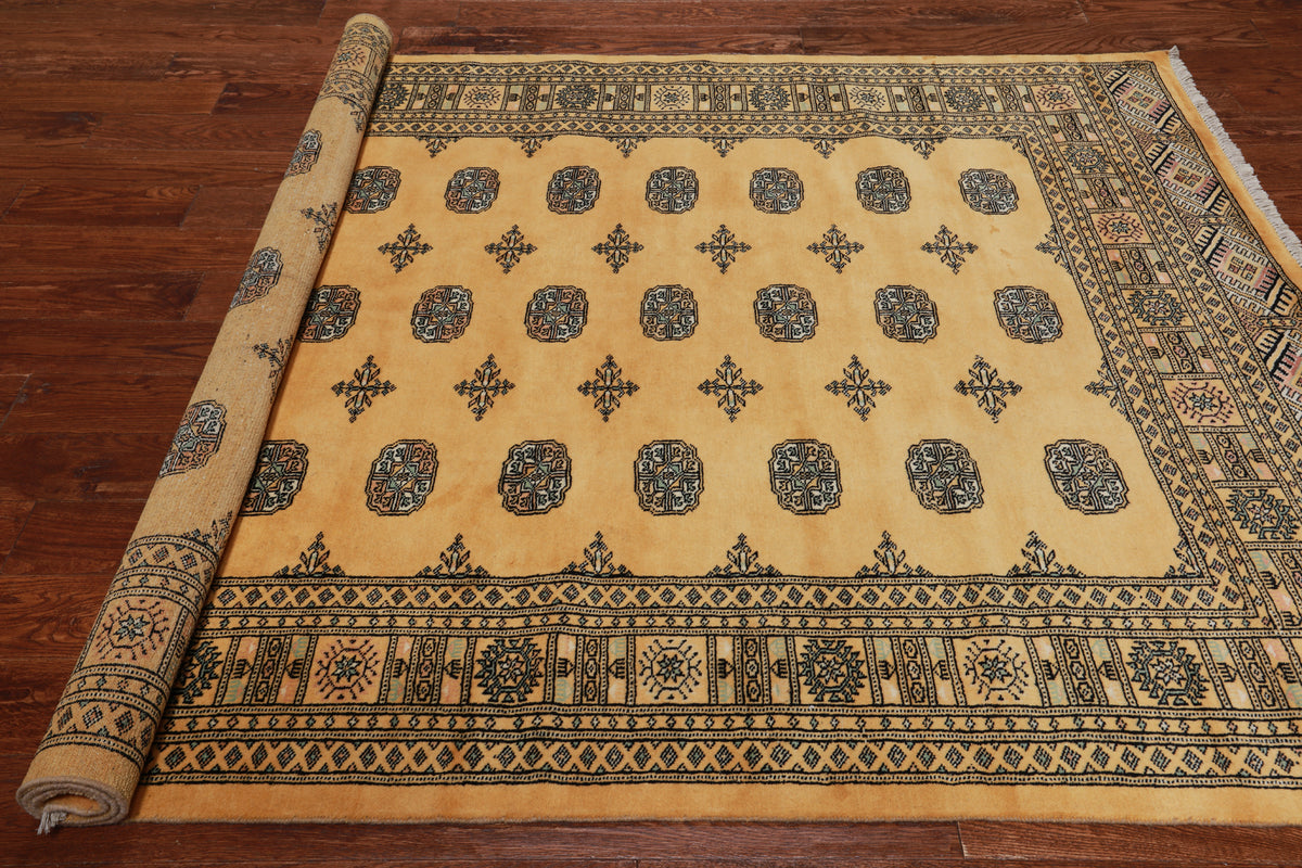 Gold Bokhara Hand Knotted Wool Rug - 5' 8" X 8' 0"