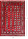 Red Bokhara Handmade Wool Rug - 5' 7" X 7' 11"