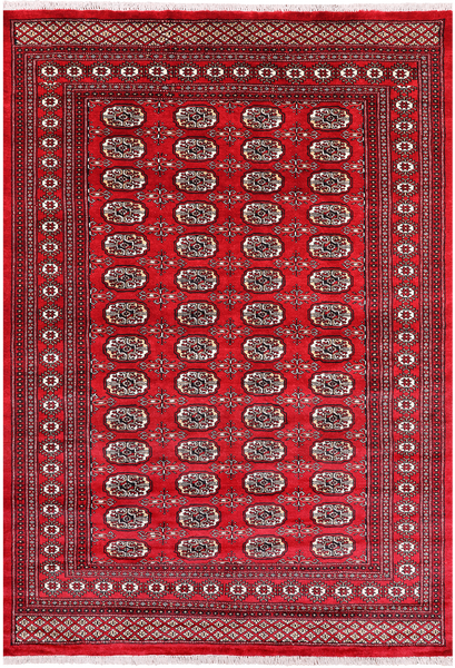 Red Bokhara Handmade Wool Rug - 5' 7" X 7' 11"