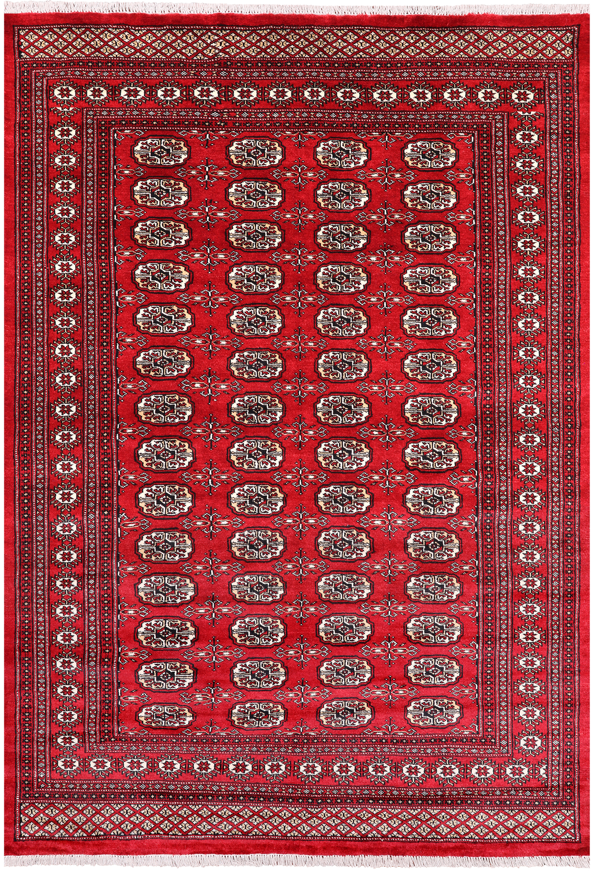 Red Bokhara Handmade Wool Rug - 5' 7" X 7' 11"
