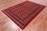 Red Bokhara Handmade Wool Rug - 5' 7" X 7' 11"
