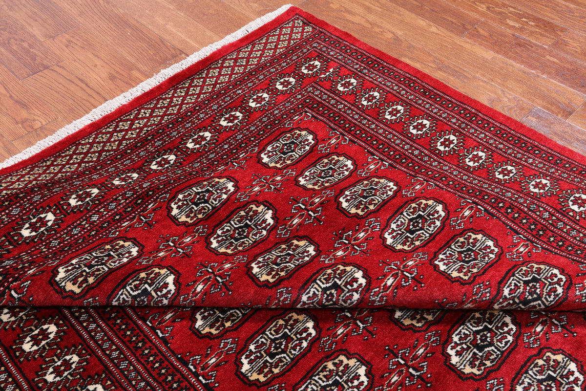 Red Bokhara Handmade Wool Rug - 5' 7" X 7' 11"