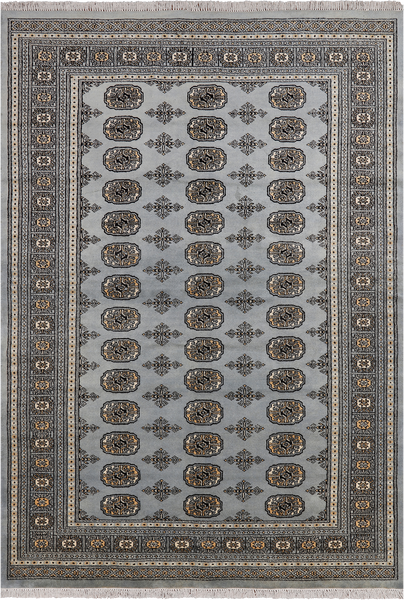 Grey Bokhara Hand Knotted Wool Rug - 5' 5" X 8' 0"