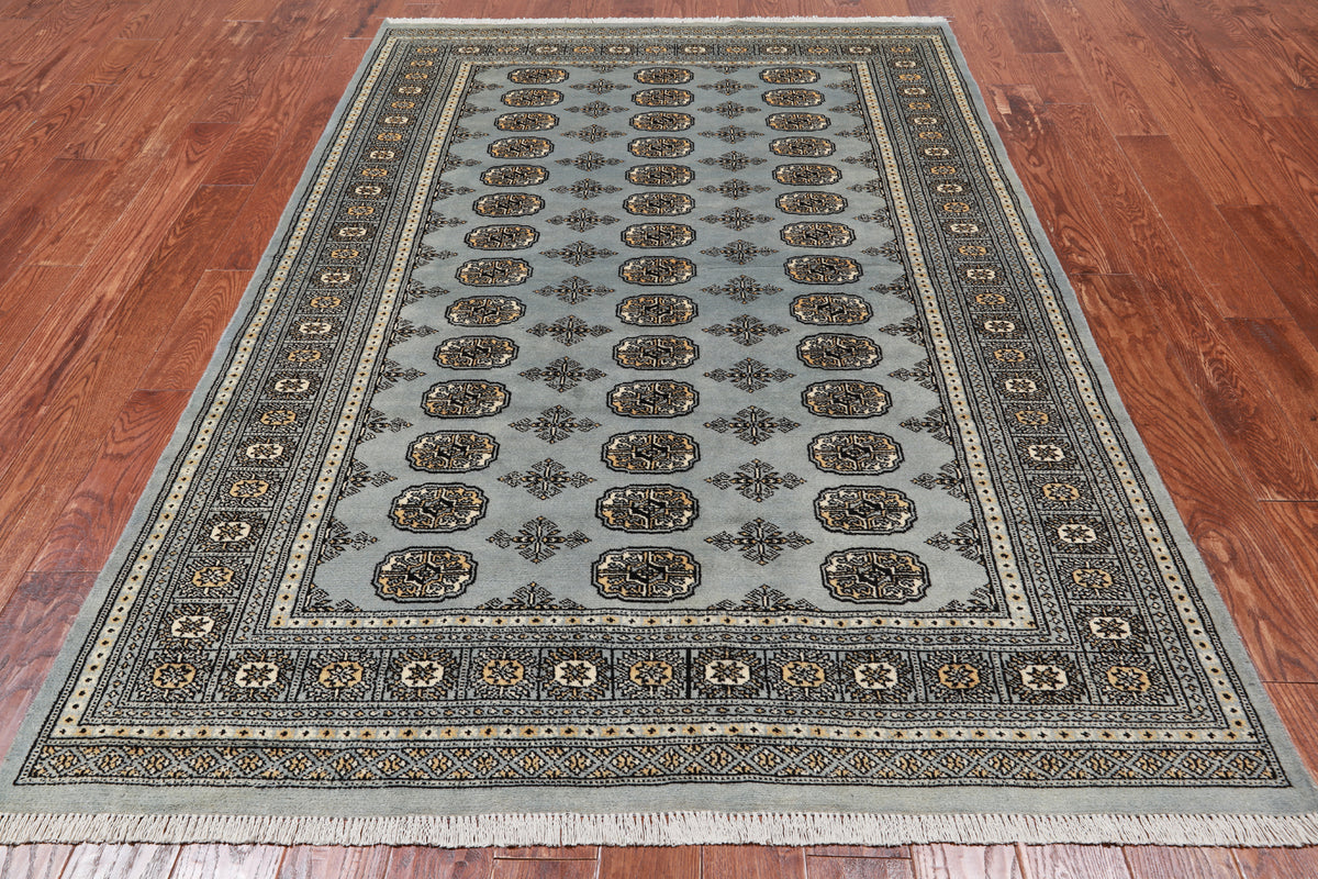 Grey Bokhara Hand Knotted Wool Rug - 5' 5" X 8' 0"