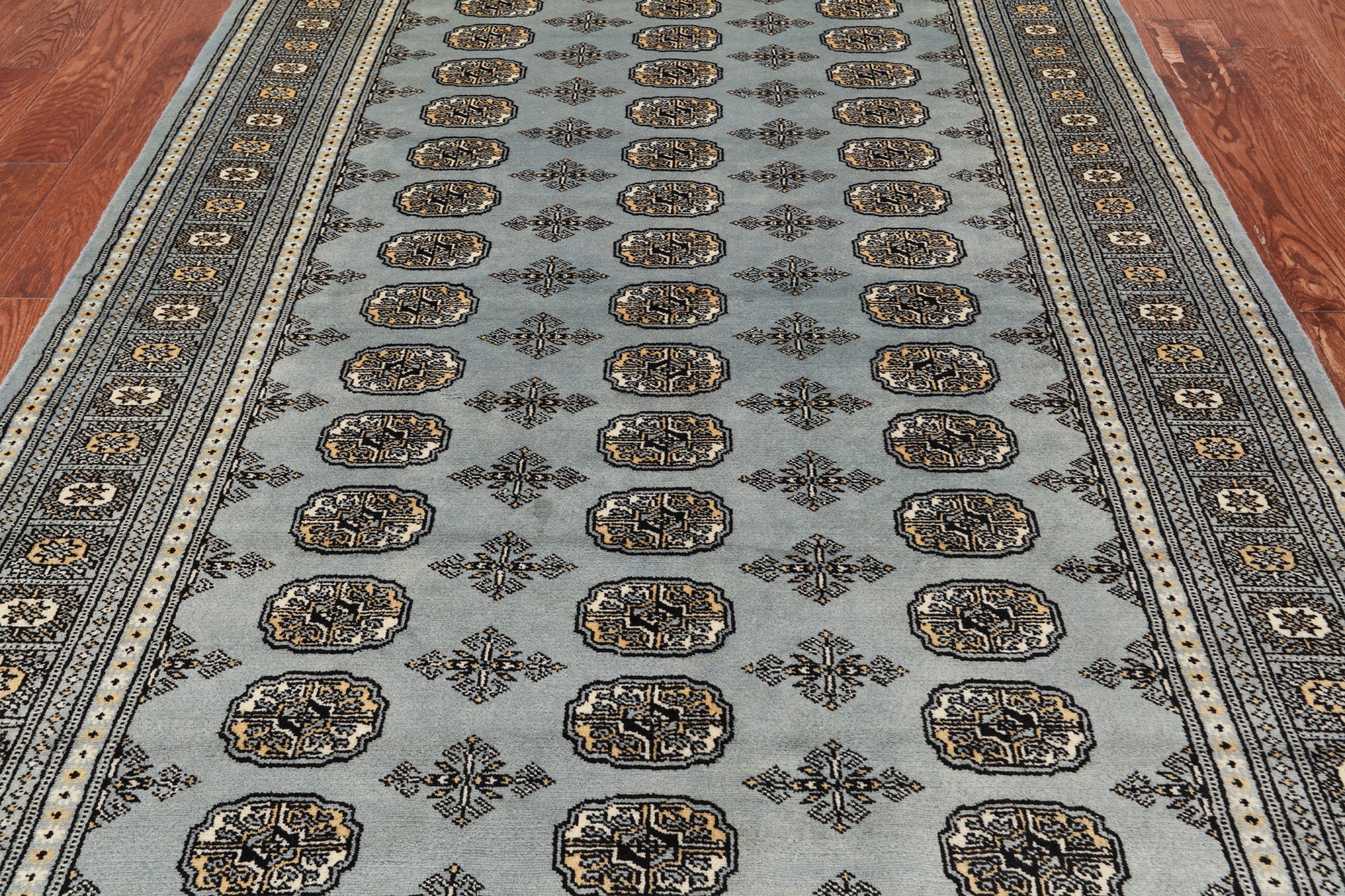 Grey Bokhara Hand Knotted Wool Rug - 5' 5" X 8' 0"