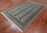 Grey Bokhara Hand Knotted Wool Rug - 5' 5" X 8' 0"