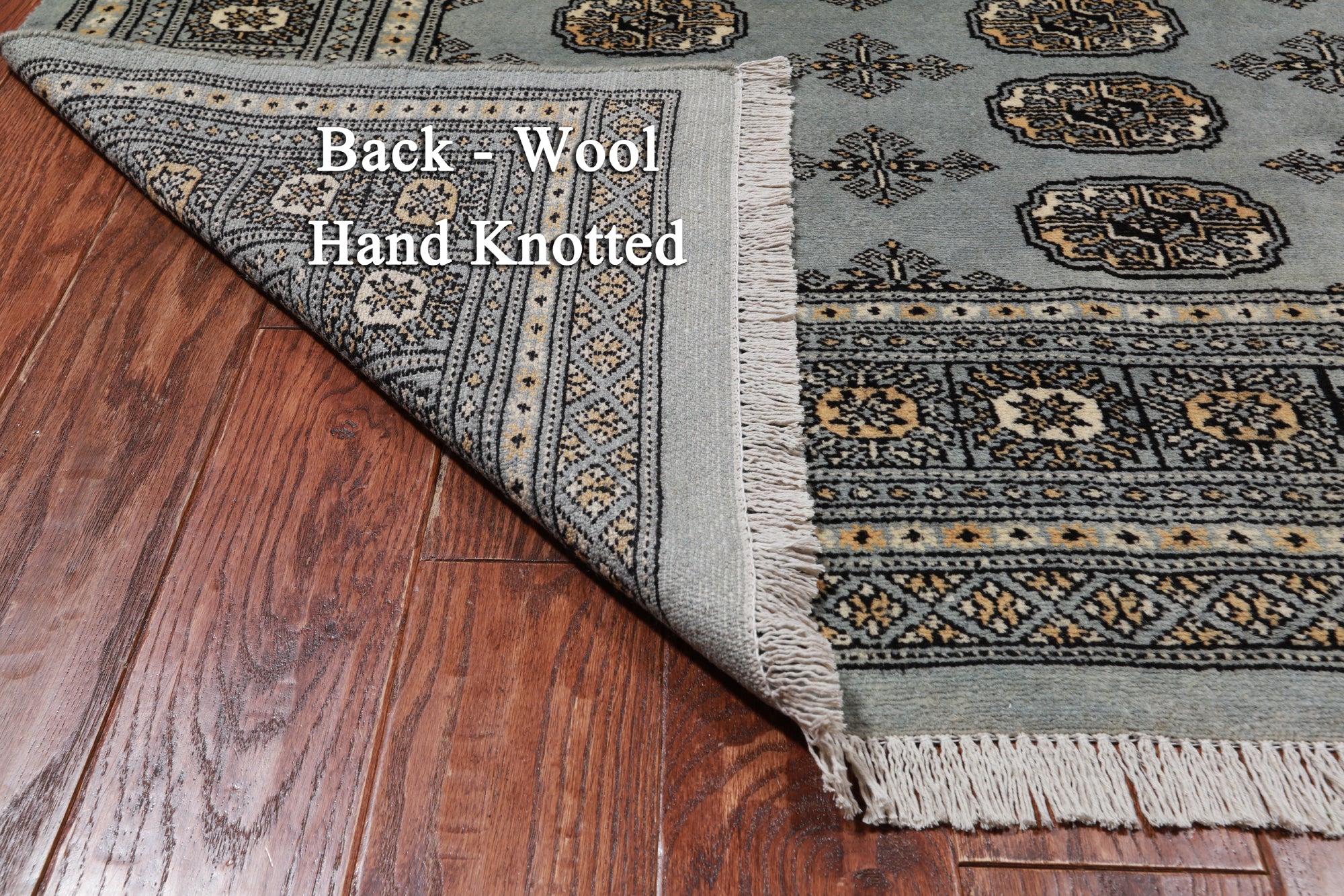 Grey Bokhara Hand Knotted Wool Rug - 5' 5" X 8' 0"