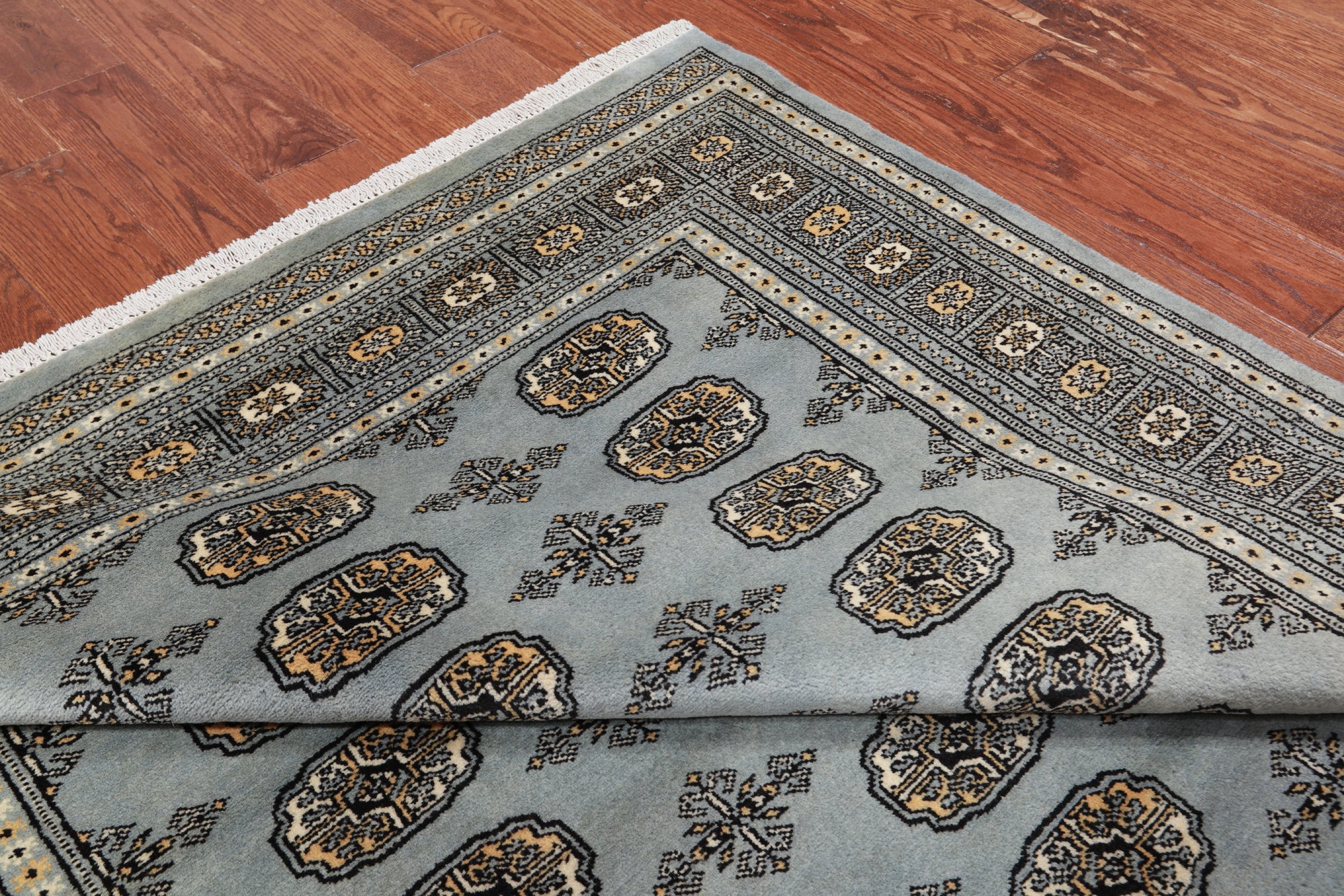 Grey Bokhara Hand Knotted Wool Rug - 5' 5" X 8' 0"